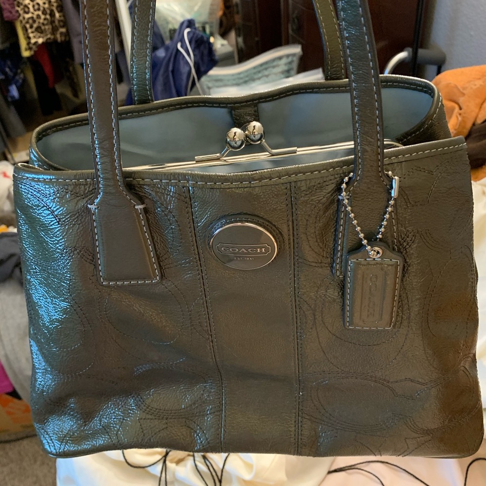 Gorgeous Green Leather Coach Handbag